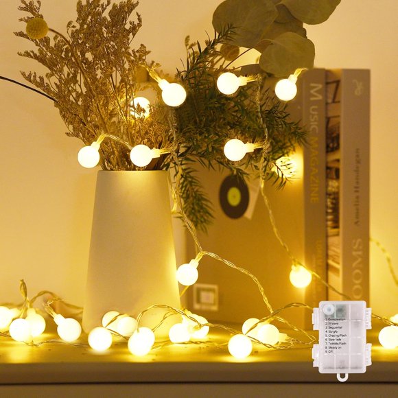 Dailyart 13feet/4m Long Globe String Light Starry Light, Warm White, Battery-powered