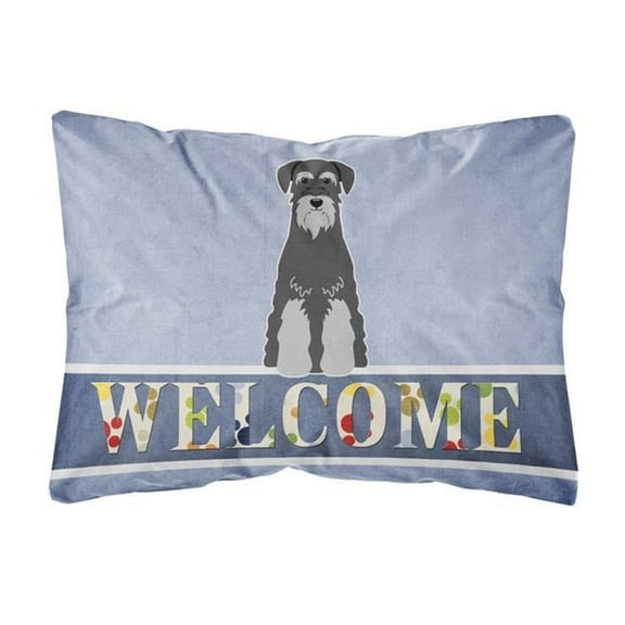 Carolines Treasures BB5615PW1216 Standard Schnauzer Black Grey Welcome Canvas Fabric Decorative Pillow