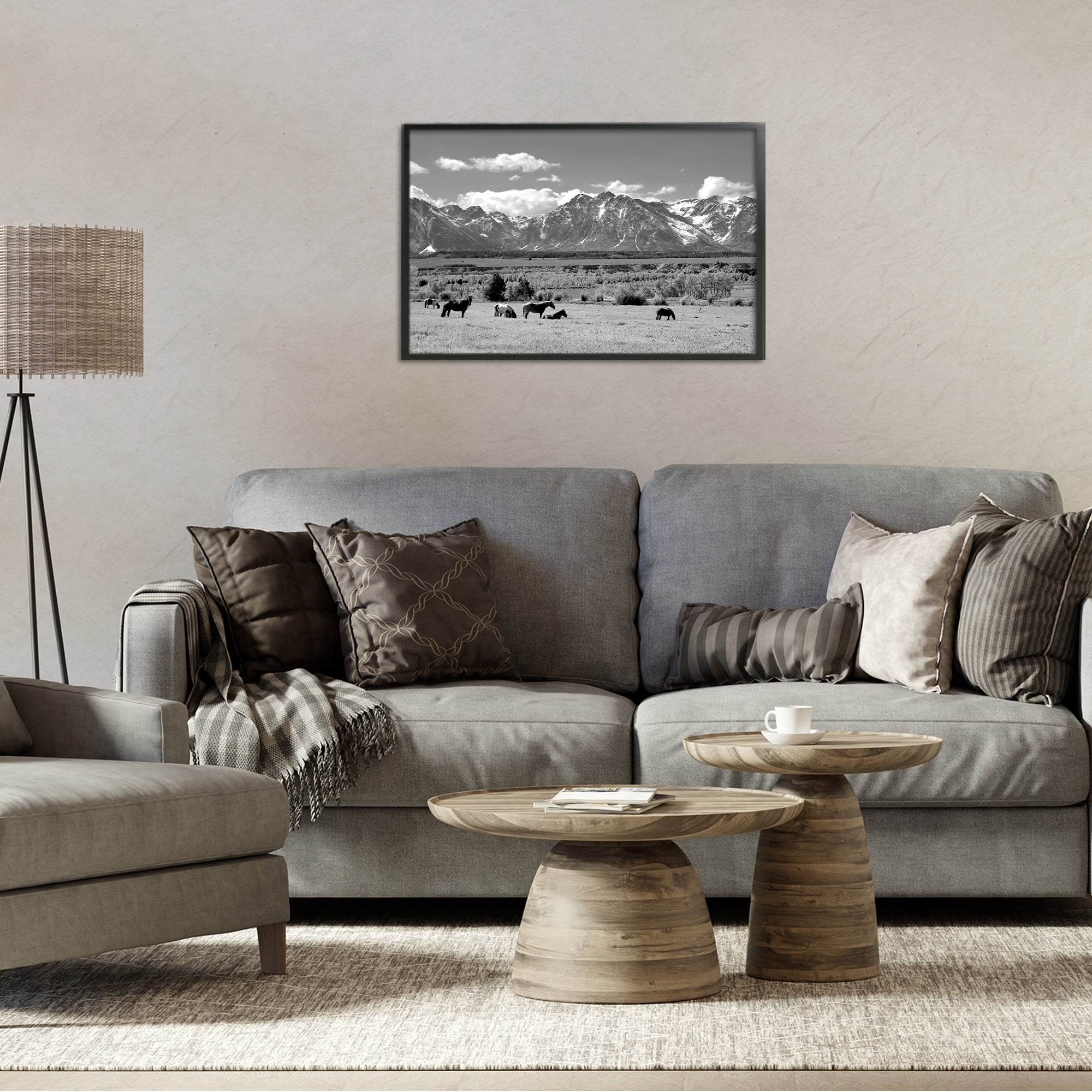 Stupell Industries Wyoming Ranch Horses Grazing Black Framed Giclee Art, design by Steve Toole