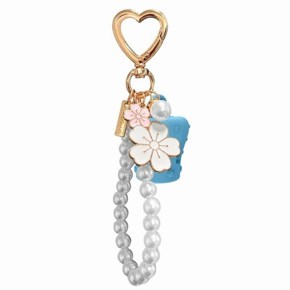 Clip On Lip Balm Holder Keyring Cover With Pearls Accent, Creative Keychain Secure Attachment For Keys And Bags
