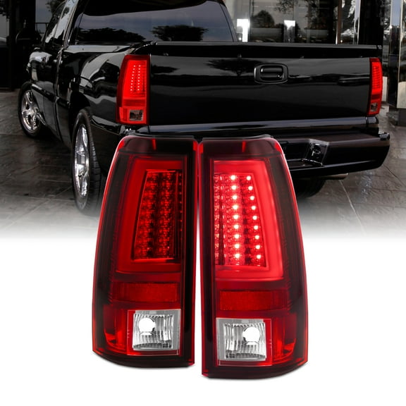 AKKON - For 2003-2006 Silverado 05-07 Silverado Hybrid Pickup Truck Red Clear V2 LED Tail Lights Brake Lamps Pair