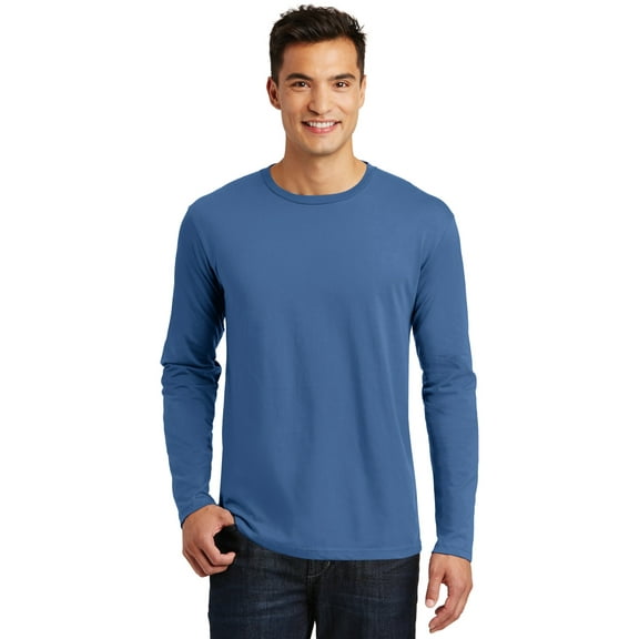 District Made Mens Perfect Weight Long Sleeve Tee. Dt105 , DT105 , Maritime Blue , XXX-Large