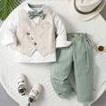 thumbnail image 2 of mgoYE Baby Boy Suit Toddler Formal Outfit Kids 3 Piece Vest Gentleman Clothes Long Sleeve Shirt and Pants Set(Light Green,1-2 Years), 2 of 7