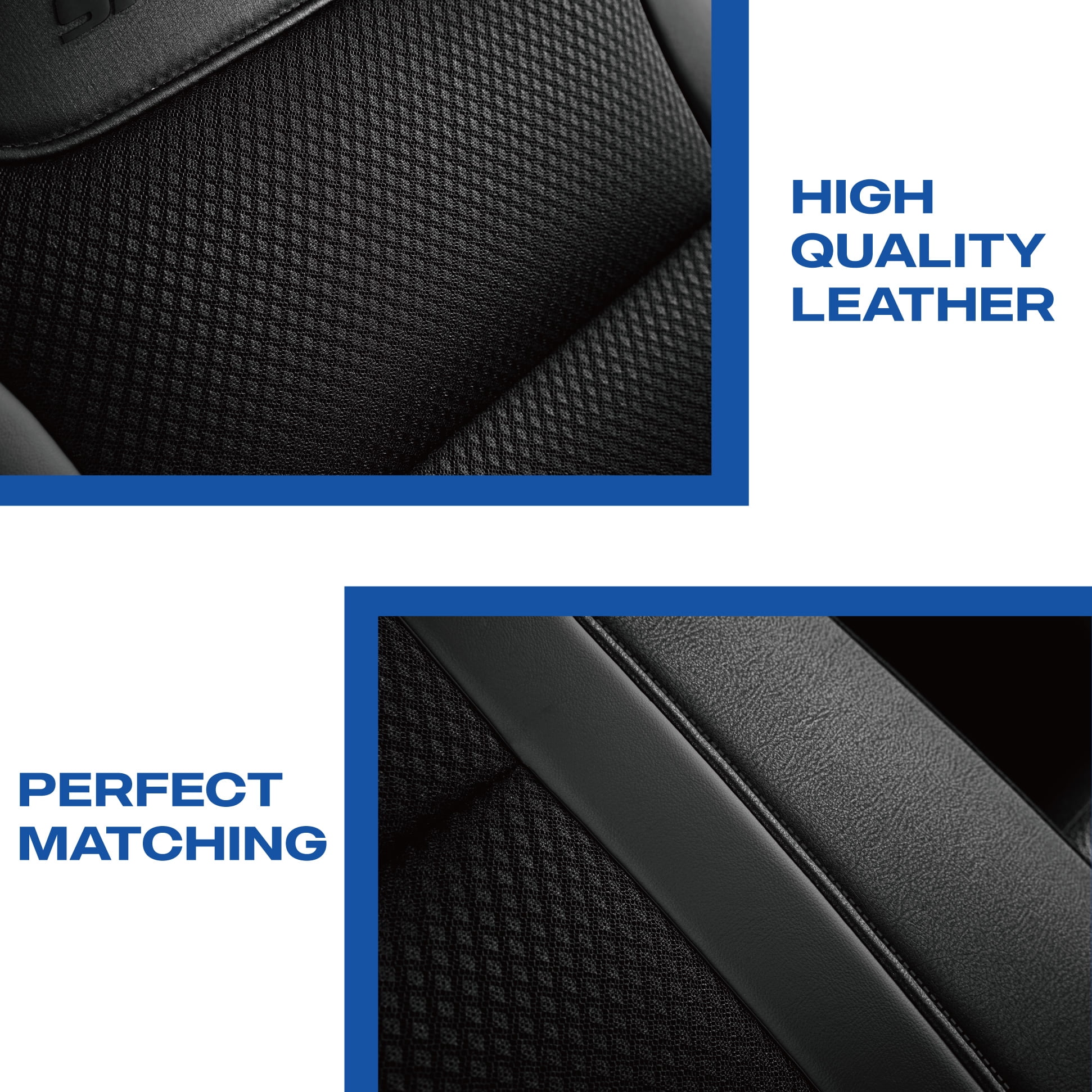 Skechers Leather Mesh Front Car Seat Cover – Premium Comfort with Breathable Mesh Panels, Durable Leather Construction, Universal Fit for Cars, Trucks, and SUVs - Black