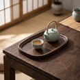 thumbnail image 6 of Oval Wooden Serving Tray Decorative Wooden Platter Recessed Catchall Storage Tray For Coffee Table Snacks Fruit Tea Room, 6 of 7