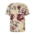 thumbnail image 6 of Summer Shirts for Women Plus Size Cowl Neck Floral Print Short Sleeve T Shirt Top Casual Oversized Loose Fits Breathable Draped Neck Tee Shirt, 6 of 6