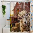 thumbnail image 3 of Farm Sheep Extra Long Shower Curtain Set, Waterproof Shower Curtains for Bathroom, Farmhouse Barn Funny Animals Butterfly Washable Fabric Bath Curtain for Bathtub Decoration with Hooks 72x96 Inches, 3 of 9