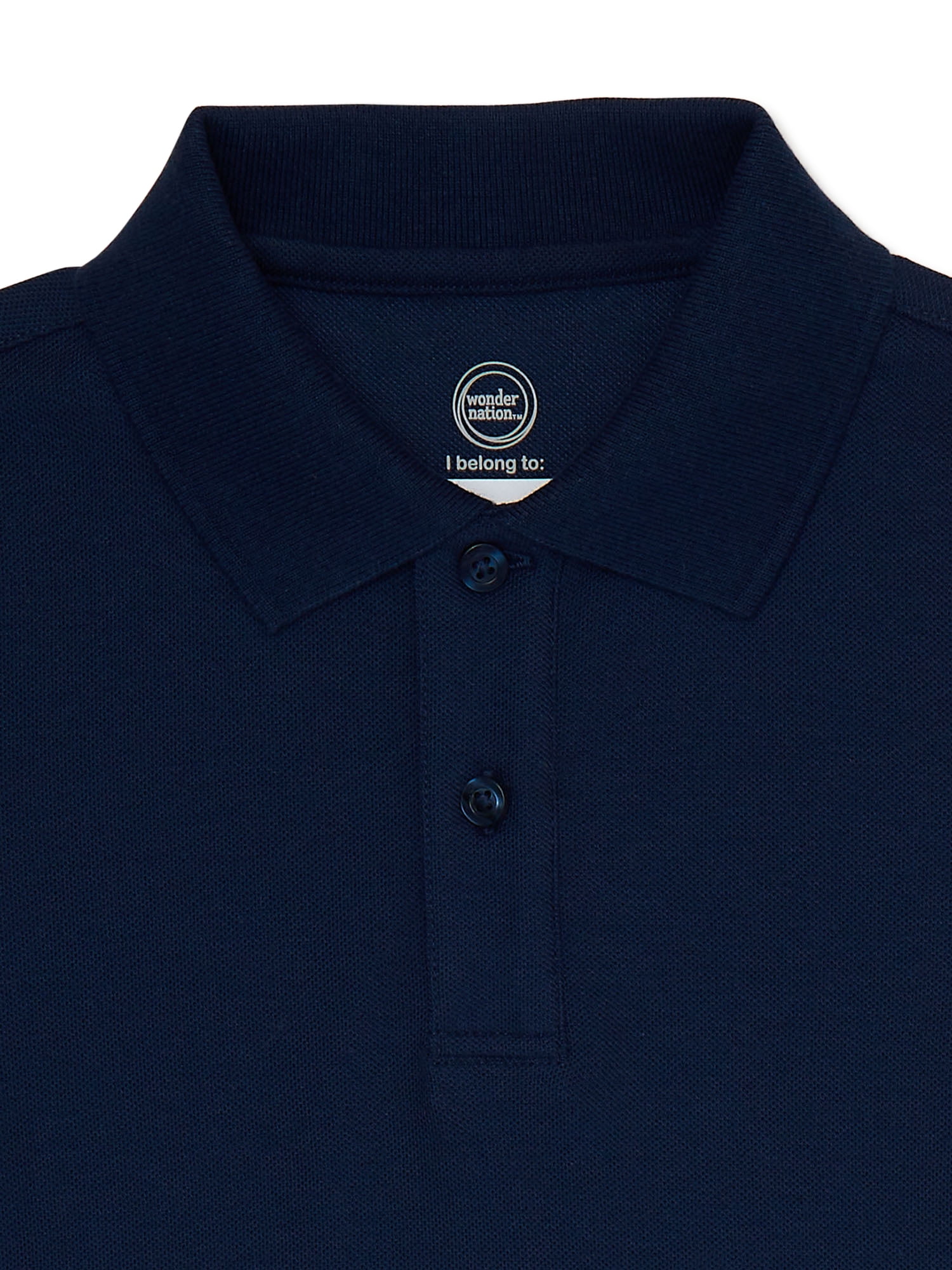 Wonder Nation Boys School Uniform Pique Polo Shirts with Short Sleeves, 2-Pack, Sizes 4-18 & Husky