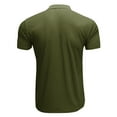 thumbnail image 4 of iOPQO polo shirts for men Male Casual Solid Stripe Top Shirt Turn Down Collar Blouse Slim Short Sleeve Button Tops Shirt mens polo shirts Army Green + L, 4 of 5