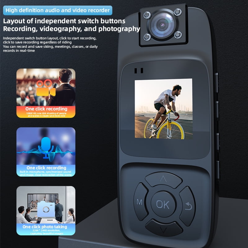 4K Body Camera Video Recorder, Wearable Body Camera with Audio and Video Recording, 180° Rotating Lens,IR Cut Auto Night Vision Hands-Free POV Recording for Law Enforcement, Travel, Biking, Walking