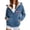 Blue, variant on IWRICH Women's Sherpa Christmas Hooded Sweatshirt Fuzzy Full Zip Graphics Hoodies Lined Warm Jackets Trendy Casual Xmas Coats XL