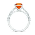 thumbnail image 2 of Rosec Jewels Solitaire Lab Grown Orange Sapphire Ring with Moissanite - 8 mm Princess Cut, 14K White Gold, US 7.00, 2 of 8
