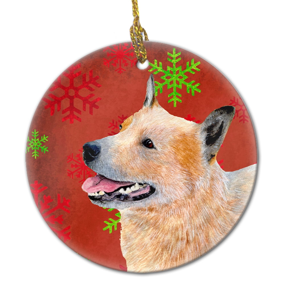 Australian Cattle Dog Red Snowflake Holiday Christmas Ceramic Ornament