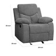thumbnail image 5 of Fabric Upholstered Glider Recliner Chair with Pillow Top Armrest Gray - Saltoro Sherpi, 5 of 5