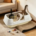 thumbnail image 4 of Semi-Enclosed Cat Litter Box with High Side Splash Guard, Includes Litter Scoop and Pedal for Home Cats, 18.9x12.6x6.1 inches, 4 of 6