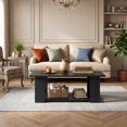 thumbnail image 2 of 41" 2-tier Wooden Modern Coffee Table with Storage Shelf, Rectangle Accent Center Table for Living Room,Black, 2 of 9