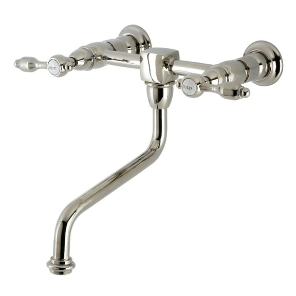 Kingston Brass KS1216TAL Tudor Double-Handle Wall Mount Bathroom Faucet, Polished Nickel