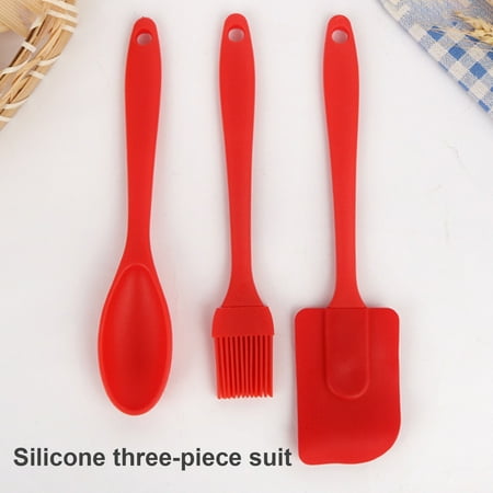 

XWQ 3Pcs/Set Spatula Set Anti-scratch Heat Resistant Silicon Comfortable Grip Cream Brush Spoon Batter Spatula Set for Kitchen