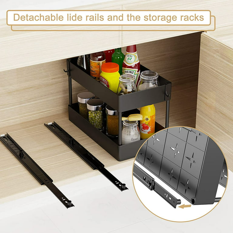 AJSWISH Under Sink Organizers and Storage, Expandable Kitchen Cabinet Shelf  Organizer Rack with Removable Panels for Kitchen Bathroom Storage 2-Tier 8