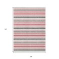 thumbnail image 3 of 8' X 10' Pink And Gray Striped Washable Indoor Outdoor Area Rug, 3 of 5