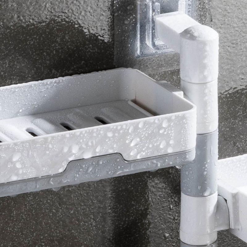Details about   Three Layers Punch-Free Self-Adhesive Soap Dish Holder Bathroom Wall Mounted 