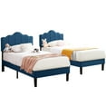thumbnail image 2 of VECELO 2-Piece Twin Platform Bed Frame with Adjustable Headboard, No Box Spring Needed, Blue, 2 of 9