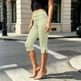 thumbnail image 5 of Mifsaly Fitted Capri Pants Women Striped High Waisted Capris Lightweight Soft Stretch Everyday Casual Cropped Pants Army Green,M, 5 of 7