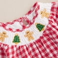 thumbnail image 4 of Baby Girl Christmas Outfit Plaid Gingerbread Smocked Bubble Romper Santa Puff Long Sleeve Bodysuit Fall Winter Xmas Clothes, 4 of 8