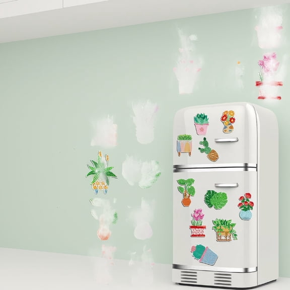 SWOEBTH 30 Spring Painting , Flower Plant 5D Fridge Stickers, DIY Kit for Adults
