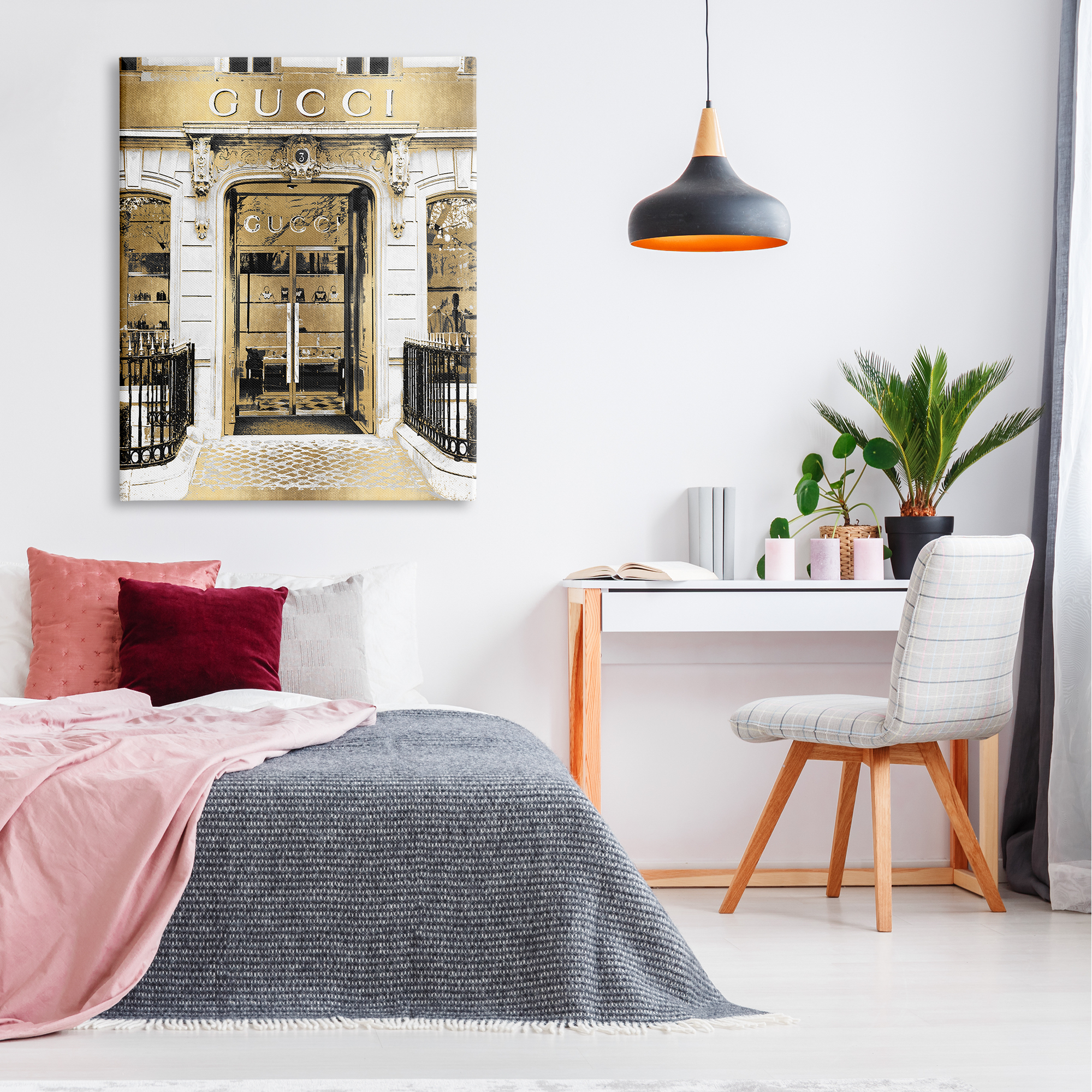 Stupell Industries Downtown Glam Designer Fashion Accessories Shop Architecture Canvas Wall Art, 36 x 48, Design by Madeline Blake