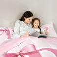 thumbnail image 6 of Manfei Bow Initial Letter P Queen Comforter Set,Kawaii Bowtie Ribbon Bedding Sets,Girls Pink Bowknot Bedding Comforter Set For Princess,Breathable Bedroom Decoration Reversible,3pcs, 6 of 9