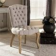 thumbnail image 2 of Bowery Hill Tufted Dining Side Chair in Natural Oak and Beige, 2 of 7