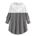 thumbnail image 3 of Ozmmyan Womens Sweater Button Plush Tops Hooded Loose Cardigan Solid Color Patchwork Coat Jacket, 3 of 4