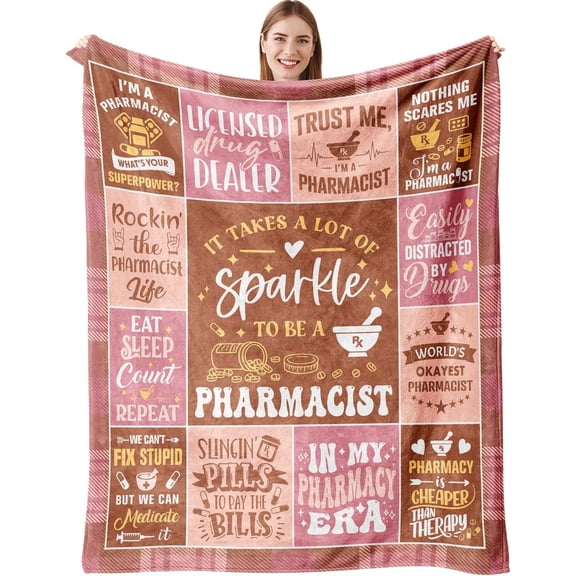 Pharmacist Gifts for Women Blanket 60 X 50 Inch, Pharmacy Gifts for Pharmacist/Coworkers Bulk, Gift for A Pharmacist, Pharmacists Birthday Gift for Female