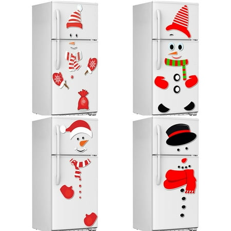 

1 Set Christmas Snowman Expression Magnetic Waterproof Fridge Garage Door Sticker Beige Plastic