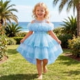thumbnail image 2 of Toddler Girls 0-4 Years Layered Tulle Princess Dress Sequin Satin formal Ball Gown for Wedding Flower Girl, Birthdays & Stage Performance Occasions Sky Blue 1 Years, 2 of 8