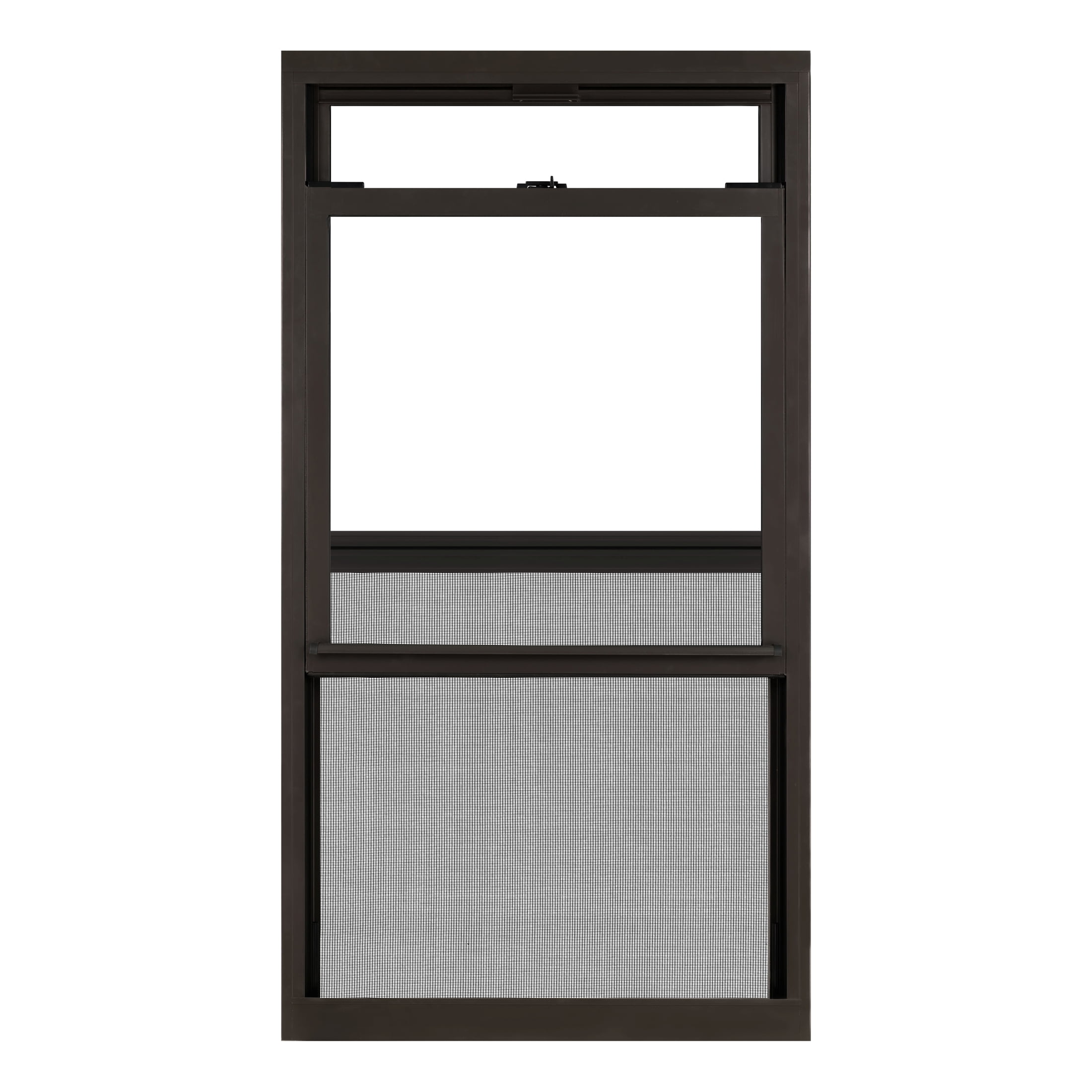 32 in. x 60 in. Brown Aluminum Double Hung Double-Pane Insulated Window with Low-E Glass and Screen