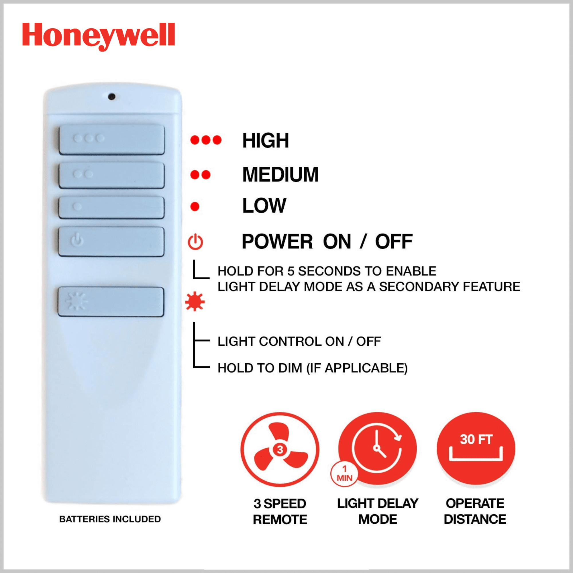 Honeywell Conifer 42" Black Modern Outdoor Ceiling Fan with Light and Remote Control, Reversible Motor