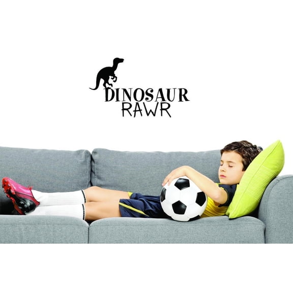 Custom Decals Dinosaur Rawr Wall Art Size: 10 X 20 Inches Color: Black