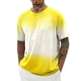 thumbnail image 2 of TrendOFT T Shirts for Man Tie Dye Pattern Printed Bird Eye Fabric Short Sleeve Round Neck Summer Casual Breathable Mens Shirts Yellow L, 2 of 4