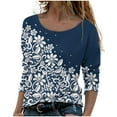 thumbnail image 2 of Ichuanyi Fall Tops for Women 2022 Fashion Women Casual Printing Round Neck Long Sleeve Loose T-Shirt Autumn Blouse Pullover Tops, 2 of 5