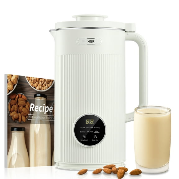 FOHERE Nut Milk Maker Machines 35 Oz, 800W Milk Frother & Steamer White