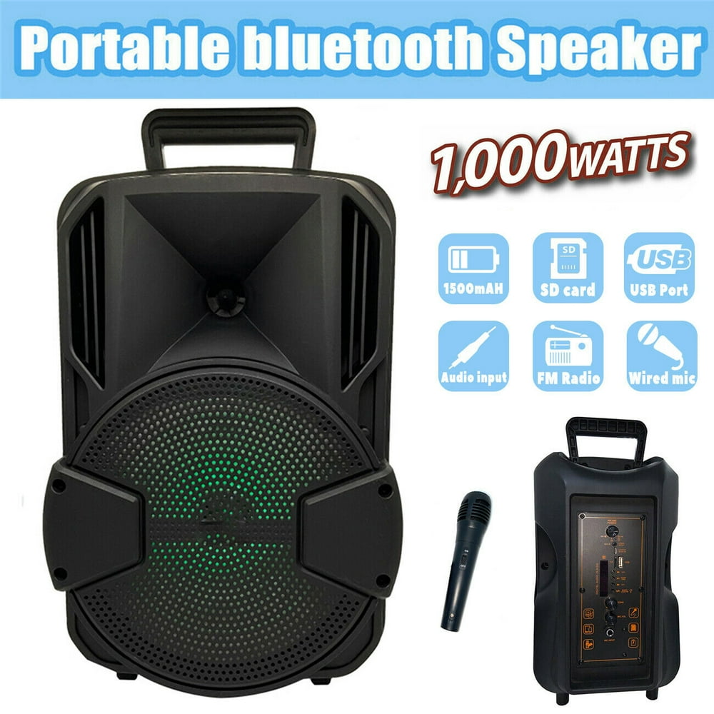 8’’ Portable LED PA Speaker System 1000W High Powered Bluetooth Speaker