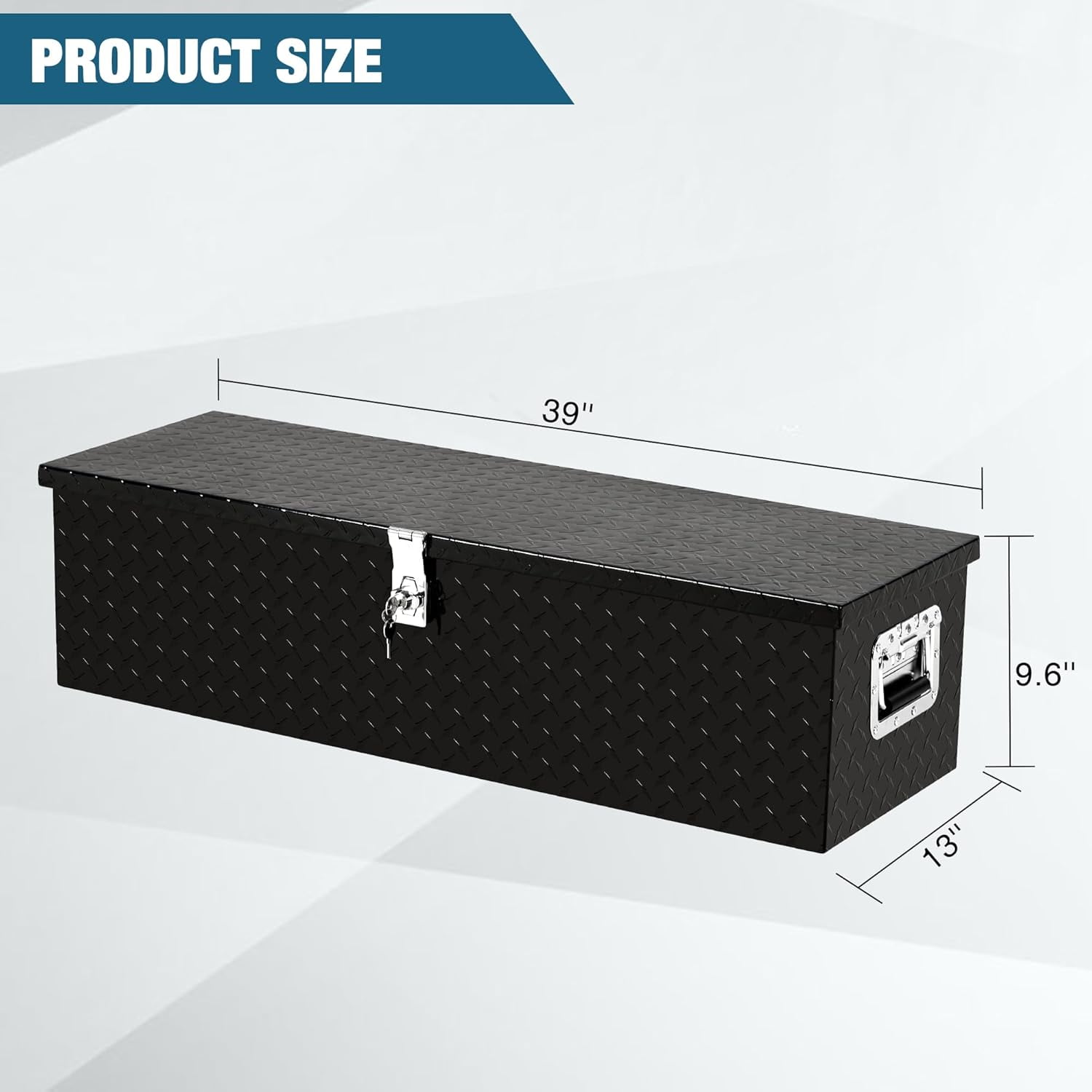 ChaoLink Truck Bed Tool Box - 39 x 13 Inch Heavy Duty Aluminum Alloy - Lock with Keys, Waterproof Storage Box for Truck Bed, RV Trailer (Black)