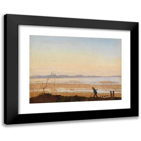 Johan Thomas Lundbye 14x11 Black Modern Framed Museum Art Print Titled - An Evening Beside Lake Arreso (C. 1837)