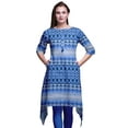 thumbnail image 1 of Bimba Blue Tribal Tie-Dye Asymmetric Kurta Indian Tunic Tops For Women Printed Indian Clothing Medium, 1 of 6