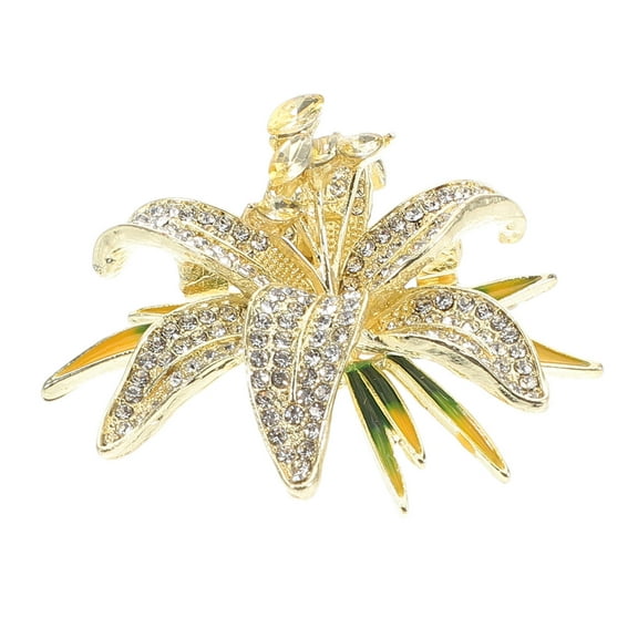 WHAMVOX Lily Flower Brooch Rhinestones Brooch Pin Accessory For Women Flower Brooches Pin Crystal Rhinestone Flower Lapel Pin For Wife Mother