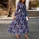 thumbnail image 4 of Vestido de línea A para mujer cómodo vestido de gasa de cintura alta vestido largo fluido con estampado floral, 4 of 7