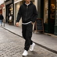 thumbnail image 4 of SELONE Mens 2 Piece Sets Joggers Big and Tall Full Zipper Hoodies Solid Cargo Pant with Pockets Fall Fashion Tracksuit, 4 of 9