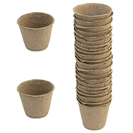 2 Round Pots Pack of 24 Biodegradable Seed Planters, Round Shape Seed Starter Planters, Seed Starting Pots ()
